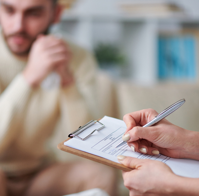 Person getting counseling help from counselor